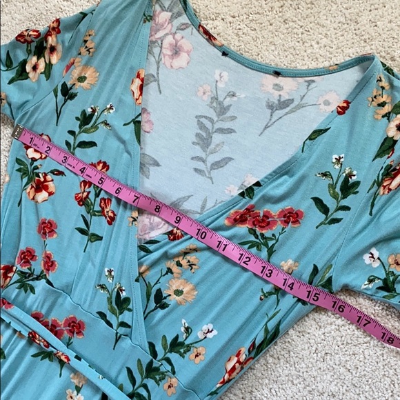 Floral Surplice Wrap Skater Dress Short - Picture 6 of 8